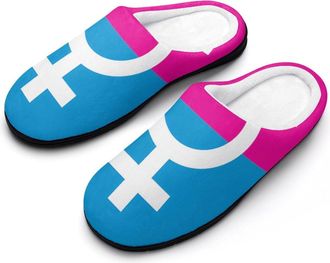 Generic Trans Flag Cotton Slippers for Women Indoor Outdoor Slipper Slip-On Memory Foam Home Shoes