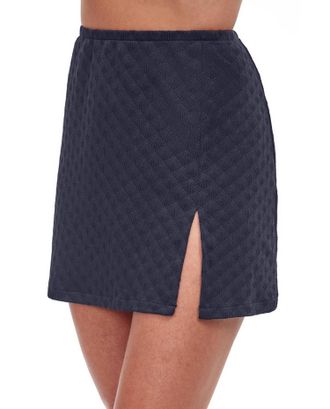 Gottex Textured Cover Up Mini Skirt With Slit In Got Sea Shells Black