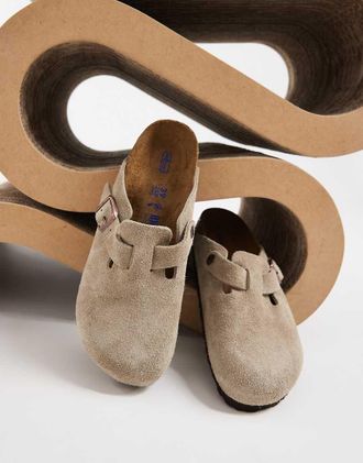 Birkenstock Boston - Zoccoli unisex in camoscio color tortora-Neutro