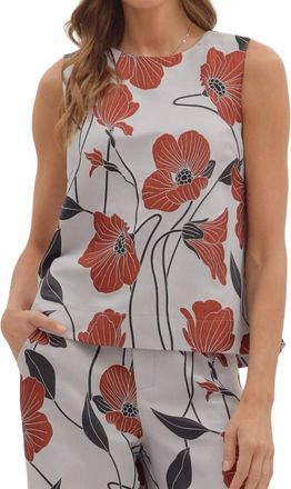 Entro Floral Jacquard Top In Silver Multi