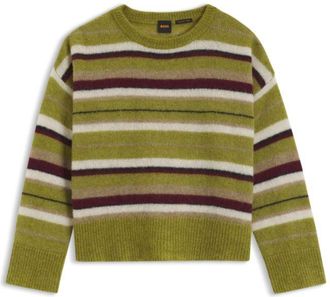BOSS Oversized-fit alpaca-blend sweater with stripes