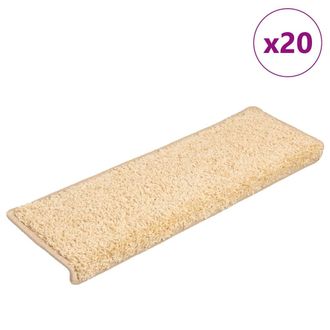 vidaXL Vidaxl Tappetini Per Scale 20 Pz 65x21x4 Cm Crema Bordo Rettangolare