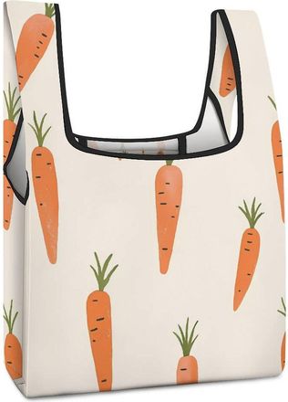 Generic Carrots Pattern Reusable Shopping Bags Lightweight Foldable Grocery Bag Polyester Washable Tote Bag
