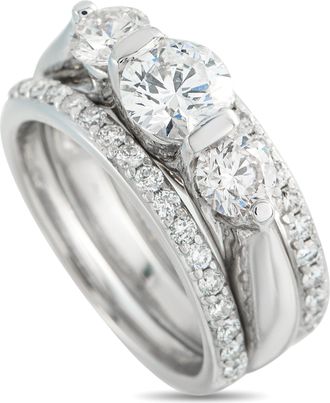 Luxury Bazaar 14K White Gold 1.64ct Diamond 3-Row Ring MF19-011626