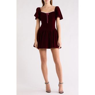 All in Favor Flutter Sleeve Minidress in Wine at Nordstrom Rack, Size Large
