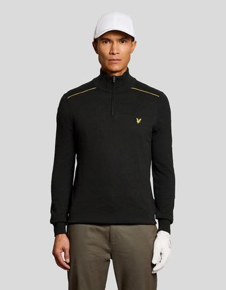 Lyle & Scott Lyle And Scott Mens Cotton Tipped 1/4 Zip Jumper - Black - Size: 40