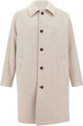 Eleventy Jassen, Heren, Beige, S, Wol, Lange Jas van Wol en Kasjmier