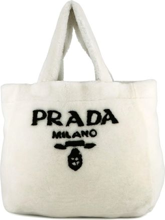Prada White Pile Fabric Tote Bag (Pre-Owned)