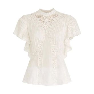 Farm Rio FARM Rio, Blouses, female, White, Size: XS Blouse With Appliques