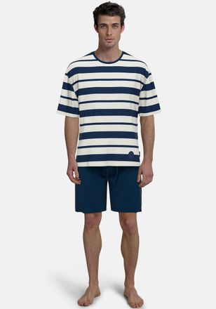 Tom Tailor Shorty TOM TAILOR Kilkenny, Herren, Gr. 58 (XXXL), blau, Single Jersey, Obermaterial: 100% Baumwolle, bequem kurz, Rundhals, Homewear-Sets Shorty, Str