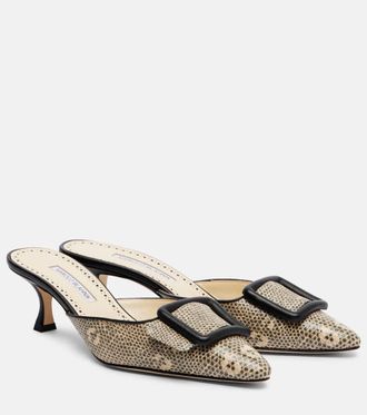 Manolo Blahnik Maysale 50 snake-effect leather mules