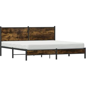 vidaXL Vidaxl - Estructura De Cama Sin Colch&oacute;n Metal Roble Ahumado 183x213 Cm