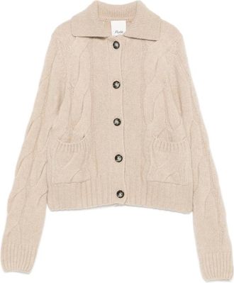 Allude Cable-knit Button-up Cardigan