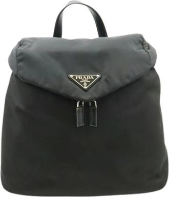 Prada Pre-owned Backpacks, female, Black, Size: ONE SIZE Pre-owned Vintage Nylon Backpack