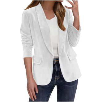 Generic Womens Suede Fleece Blazer Open Front Long Sleeve Casual Dress Jackets Ladies Elegant Lapel Collar Cozy Blazers 2026 Soft Keep Warm Cardigans Jacket w