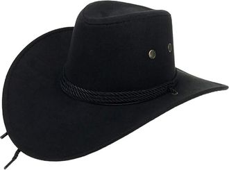 Generic Cowboy Boots for Men Girl Cowboy Hat Men Women Cowboy Hat Cap Wide Sunhat Winter Cowboy Hat 7 1/2 Men Cowboy Hat for Toddler Girls (Black, One Size)
