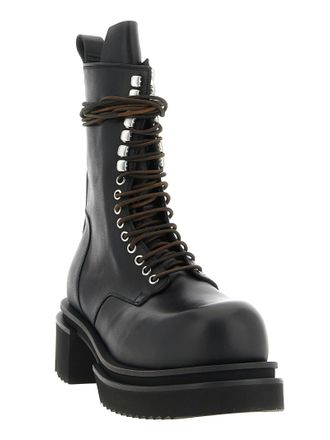Rick Owens Lace Up Bogun Boot - Black