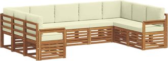 vidaXL Conjunto De Sof&aacute;s De Exterior 9 Uds. Natural Y Crema Vidaxl