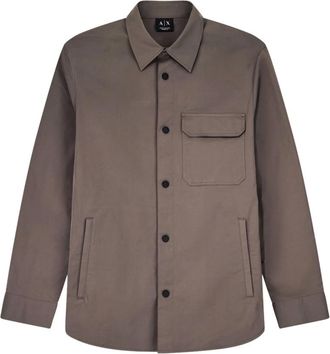 A|X Armani Exchange Heren, Overhemden, Bruin, Maat: S Poliester