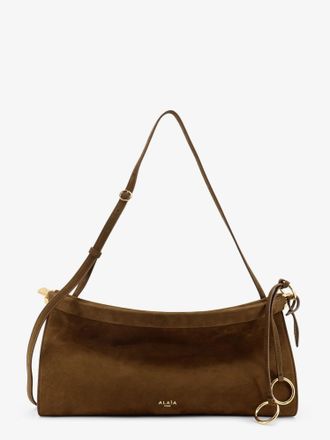 Alaia East West leather shoulder bag with engraved logo lettering - ALAIA - gender_Woman
