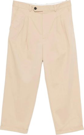Dr&ocirc;le de Monsieur pleated trousers - men - Cotton/Cotton/Elastane - S - Neutrals