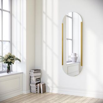Dmora Espejo Rivara, Forma Ovalada, Tipo De Pared, Estructura Color Transparente, 50x150h Cm Oro