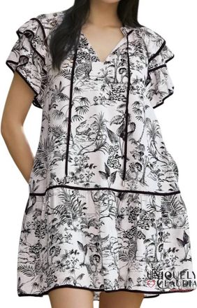 Entro Madeleine Piping Tiered Mini Dress In White