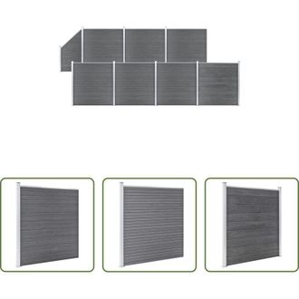 vidaXL vidaXL Recinzione modulare - Pannelli Recinzione WPC 7 Quadrati 1 Inclinato 1311x186cm Grigi