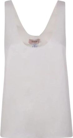Twinset Top met brede schouders van viscose - Dames - Tops zonder mouwen - Wit - XL - Tops