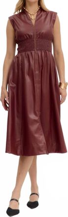 Entro Womens Faux Leather Sleevless Midi Dress In Burgandy