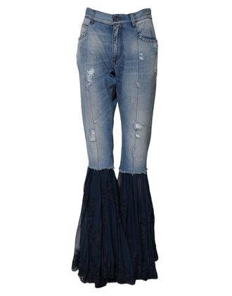 Dolce & Gabbana Womens Blue Cotton High Waist Flared Denim Jeans Nylon Viscose Clothing