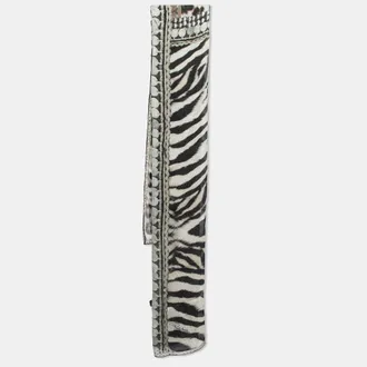 Roberto Cavalli Black/white Animal Print Silk Stole