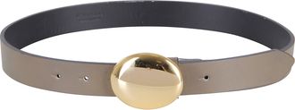 Federica Tosi Narrow Leather Belt With Oval Gold Buckle
