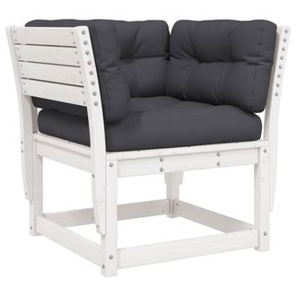 Berkfield Home Garden Sofa Armrest with Cushions White Solid Wood Pine