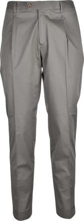 Lab 001 Grey Stretch Cotton Pleated Formal Pants