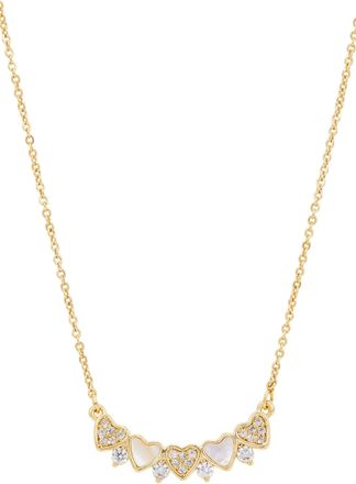 Savvy Cie Jewels BAR NECKLACE WITH CZ AND M. O.P. HEARTS
