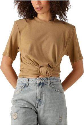 Ibana Kameel Top voor Stijlvol Comfort - Dames - T-shirts - Beige - XL - Wol - Tops