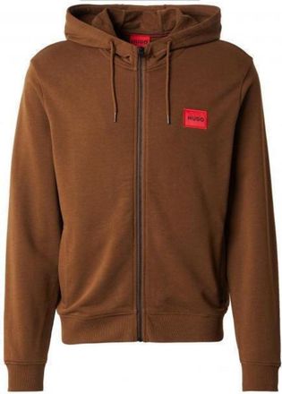 HUGO BOSS Hugo Mens Daple212 Zip-Up Cotton Drawstring Hoodie, Medium Brown