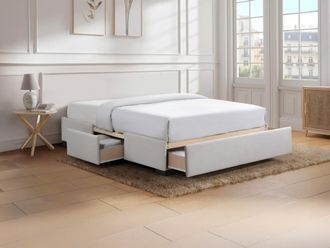 Vente-Unique Rete con cassetti 140 x 190 cm - Tessuto beige - KOLANE di YSMÉE