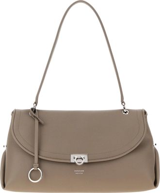 Ferragamo Sh M Minimalist Silver Hardware Calf Leather Shoulder Bag
