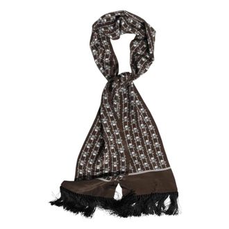 Dolce & Gabbana Bufanda Hombre con Flecos y Estampado de Calaveras Marr&oacute;n - Accessories - unisex - Marr&oacute;n - ONE SIZE