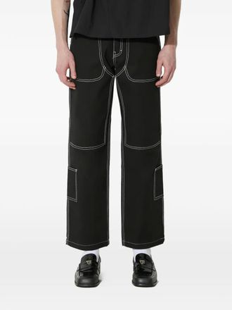 Pleasures logo-patch trousers - Black