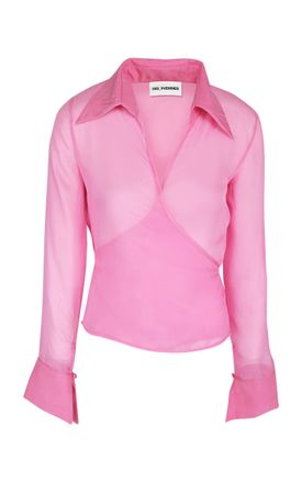 Des_Phemmes Womens Silk Chiffon Wrap Blouse - Pink - IT 38 - Moda Operandi