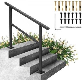 OEM Aluminium Treppengel&auml;nder 122 X 90 Cm, Au&szlig;en Eingangsgel&auml;nder 0-45 Grad, Hauseingangshandlauf Aus Aluminium, Rostfrei Verschlei&szlig;fest Und Steinhart F&uuml;r
