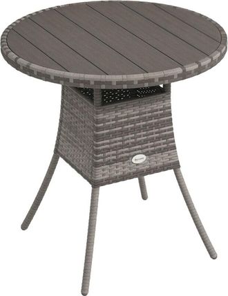 OUTSUNNY Outdoor PE Rattan Dining Table w/ Wood-plastic Composite Top, Grey