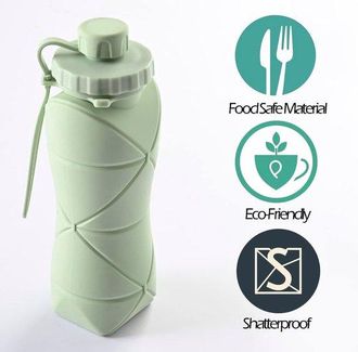 OEM Botella De Agua Plegable De Silicona - Antifugas - 600 Ml - Verde