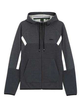 BOSS panelled zip-up hoodie - men - Polyester/Cotton - S - Grey