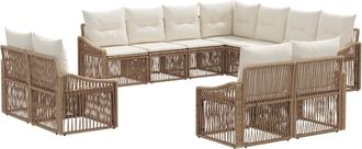 vidaXL Conjunto De Sof&aacute;s De Jard&iacute;n 11 Uds. Beige Rat&aacute;n Sint&eacute;tico Vidaxl