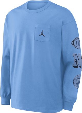 Nike Jordan Mens North Carolina Academic Max90 Pocket Jordan Brand College Long-Sleeve T-Shirt in Blue | 0JTA4EYNCN-U1K