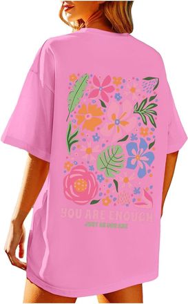 Generic You are Enough Shirt Women Oversized Dear Person Behind Me T-Shirt Mental Health Inspirational Short Sleeve Tee Tops 2025 New Blouses for Women UK Top